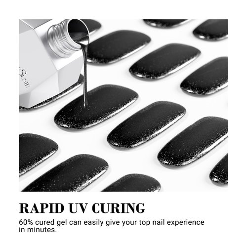 MelodySusie Semi Cured Gel Nail Strips (White French)- Works with Any Nail Lamps, Salon-Quality, Long Lasting, Easy to Apply & Remove - Includes 30Pcs, 2 Prep Pads, Nail File & Wooden Stick