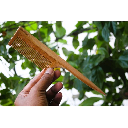 Wooden Pin Tail Comb – Natural Wood Rat Tail Comb for Hair Parting & Styling | Fine Tooth Sectioning with Handle | Eco-Friendly, Plastic-Free