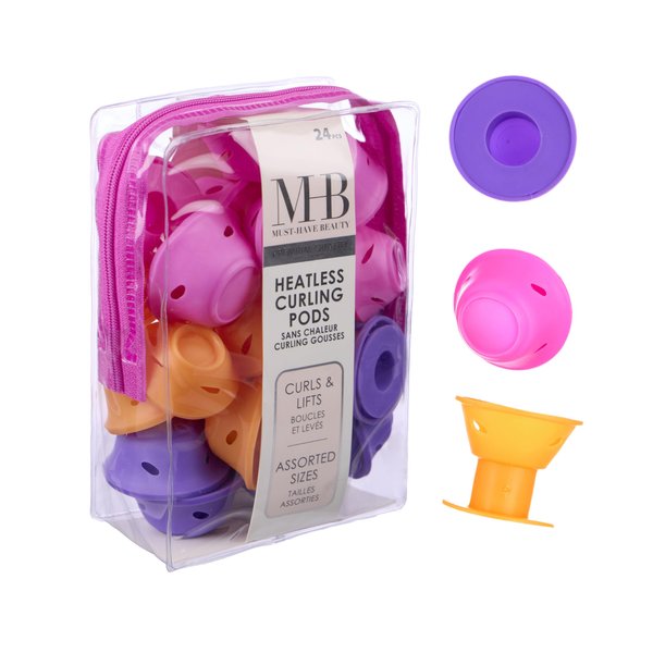 Expressions 24pc Heatless Curling Pods - Silicone Hair Rollers For No Damage Heatless Curls, Heatless Curlers Value Pack, Overnight Hair Curlers For Versatile Hairstyling (BRIGHTS)