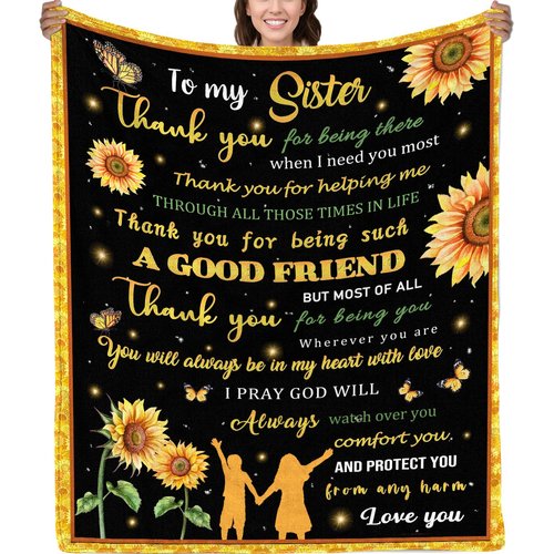 to My Sister Blankets from Brother Birthday Gifts for Sister from Sister Sunflower Blankets and Throws Ultra Soft Flannel Bed Blankets for Sister 50" 60"