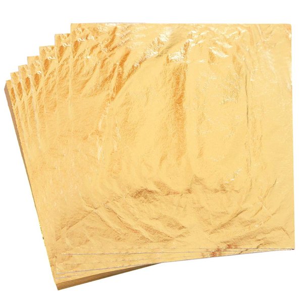 YongBo Gold Leaf Sheets, 100 pc 5.5" Gold Foil Paper for Arts Craft, Painting, Gilding, Slime, Nail Design, Furniture Decoration