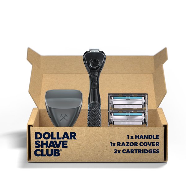 Dollar Shave Club Starter Set - Diamond Grip Razor Handle, 4 Blade Refills, and Razor Cover - Men's and Women's Precision Shaving Kit