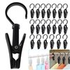 Vinbee 20 PCS Laundry Hooks with Clips Super Strong Plastic Home Travel Swivel Hanging Hanger Closet Organizer Clamps Socks Boot Bras Towels for Bathroom Wardrobe Kitchen Office - 4.3 Inches (Black)