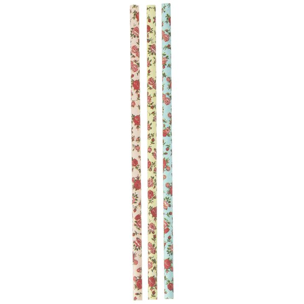 Charmed floral Roses Paper Straws 7.75 Inches 75 Pack Ivory, Light Blue, Pink