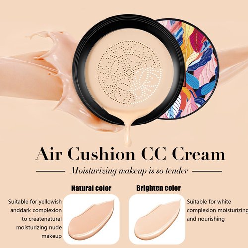 2024 New Mushroom Head Air Cushion CC Cream - Apartment Air Cushion CC Cream, BB Cream Face Make Up, Long-Lasting Matte Waterproof Moisturizing Concealer Beauty (Natural)