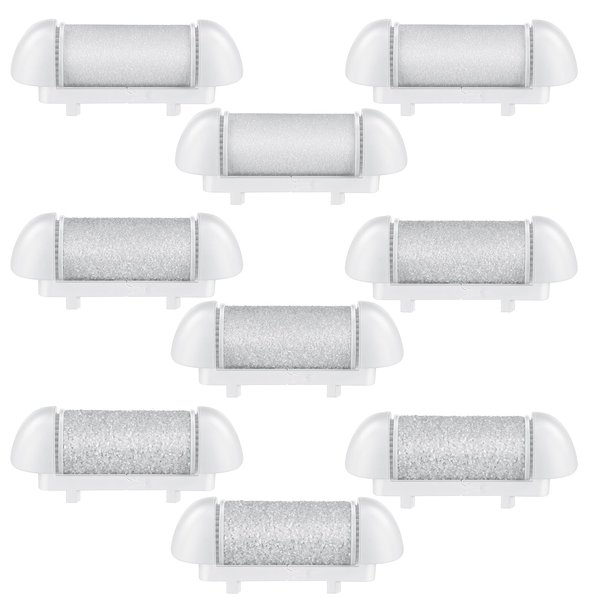 Qinyoung 9 Pcs Different Replacement Roller Head for Electric Callus Remover Feet Pedicure Kit Care Foot Roller Refills Extra Coarse Regular Coarse Fine Coarse Pedicure Tools for Dead Skin