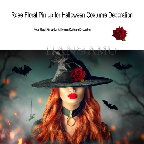 Rose Floral Pin up for Halloween Costume Decoration, Mexican Fabric Rose Flowers Brooch Hair Clip Headpieces for Woman Girl Day of the Dead Hair Decor Halloween Party Costume Decoration（4 Pcs）