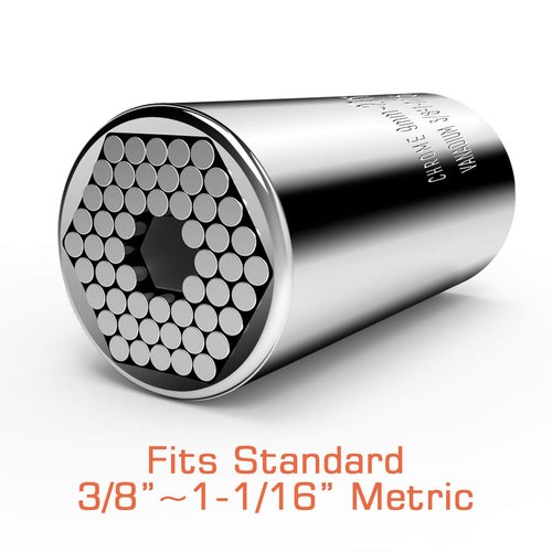 Universal Socket, Self-adjusting Socket Fits Standard 3/8'' - 1-1/16'' Metric 9mm-27mm, Adapter Socket for Wrench Ratchet & Power Drill, Tools Gifts for Men Him Husband Dad Father DIY Handyman Women