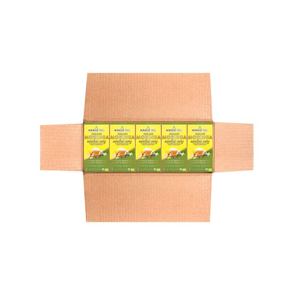 Miracle Tree's Moringa Energy Tea - Green Tea, Ginger & Lemon | Super Caffeinated Blend | Healthy Coffee Alternative, Perfect for Focus | Organic Certified & Non-GMO | 5 X 16 Pyramid Sachets