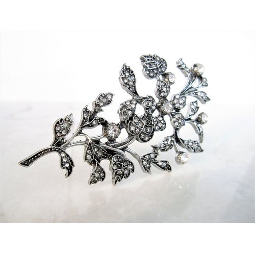 Generic Silver flower leaf crystal hair pin clip barrette bridal hair clip