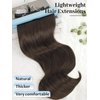 Isaic Clip in Synthetic Hair Extensions Long Straight Wavy Layered Hair Extensions 5PCS Thick Hairpieces Chocolate Brown Fiber Double Weft Natural Hair Extensions 16 Inch for Women