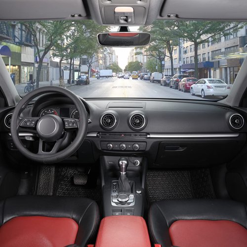 SEG Direct Car Steering Wheel Cover for Prius Civic 14" - 14 1/4", Black Microfiber Leather