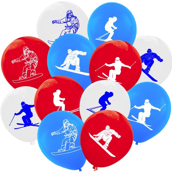 50PCS Skiing Latex Balloons Party Decorations-Sports Theme Party Supplies Snowboard/Skier Birthday Baby Shower Wedding Party Favors