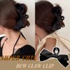 3Pcs Bow Claw Clip Black Hair Bow Hair Clips for Thick Thin Hair, Ribbon Bow Clips for Women Girls, Big Bows Hair Claws Non Slip Hair Styling Accessories Gifts