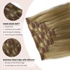 Clip in Hair Extensions Real Human Hair 22 inch Ash Blonde to Golden Blonde and Platinum Blonde Clip in Hair Extensions 70g Seamless Hair Extensions 7pcs Human Hair Extensions Clip ins