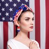 NVENF 4th of July Headbands, American Flag Star Headband Pearl Crystal Rhinestone Knotted Headbands Patriotic 4th of July Accessories Outfits for Women Holiday Gifts (Star A-White)