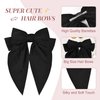2Pcs Hair Bows for Women Hair Clip Silky Satin Hair Bows Black Beige Hair Ribbon Barrettes for Girls Alligator Hair Clips Hair Accessories