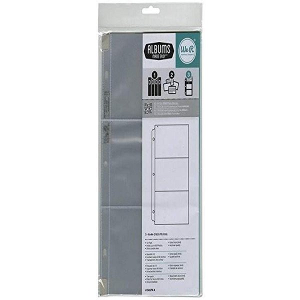 6 x 12-inch 3-Ring Album Page Protectors by American Crafts | Includes 10 sheets with 3 - 4 x 6-inch pockets each, Original Version