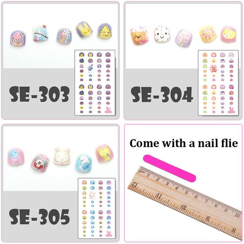 EBANKU 12 Sheets Nail Wraps for Kids with Nail File, Self Adhesive 3D Fruits Moon Crowns Rainbow Ice Cream Animals Lovely Decals 550+ Cute Nail Stickers for Toddler Kids Girls Holiday Nail Art Decals