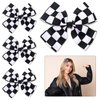 2PCS Black and White Checkered Bow Hair Clips, Racing Flag Checkered Hairpin 4 Inch Bow Hair Accessories for Racing Fan, Teens,Girls