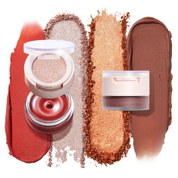 IMAKEUPNOW Cream Blush for Cheeks Eyes Lips, Creamy & Buildable Matte Finish 2 Color Set Face Makeup Stack - #001 + #002
