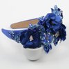 Big Chunky Flower Headband Crystal Bead Handmade Wide Jeweled Hairband Hairwear Accessories Festival Rhinestone Hair Band (royal blue)