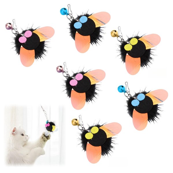 Selxran 6 PCS Cat Toy Refills Retractable Wand Toy Cat Feather Toy for Indoor Cats to Chase and Exercise