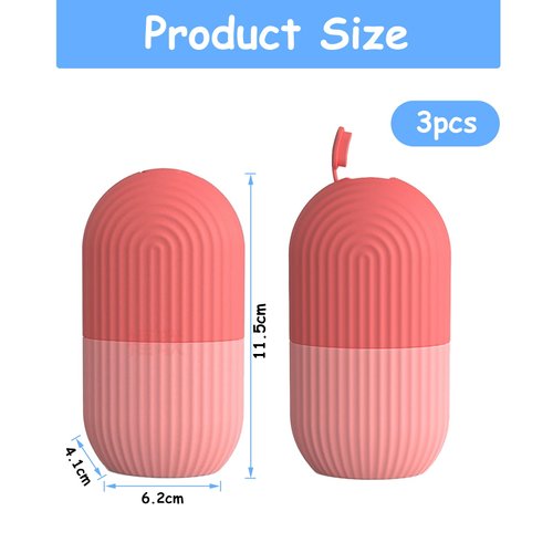 3pcs Senbaler Ice Cube Roller for Face,Eye,Silicone,Reusable Facial Massager Ice Mold,Brighten Skin Enhancing Natural Glow,De-Puff Eye Bags,Reduce Migraine Pain (Pink)