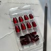 Red Press on Nails Short Fake Nails Square False Nails with Designs Cat Eye Designs Glue on Nails Red Stick on Nails Full Cover Cute Acrylic Nails Glossy Artificial Nails for Women Nail DIY