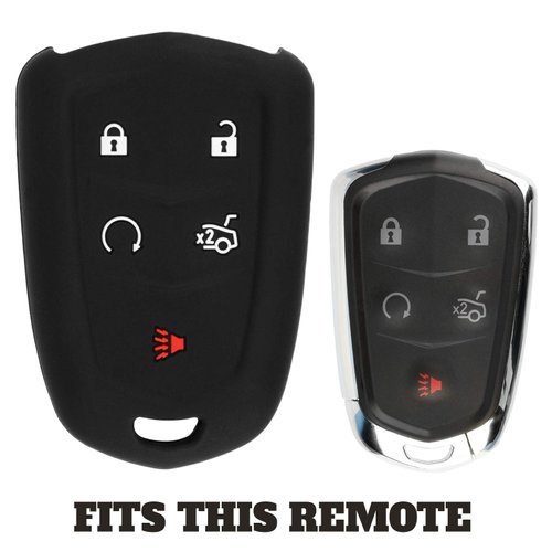 KeyGuardz Keyless Entry Remote Car Smart Key Fob Outer Shell Cover Soft Rubber Protective Case for Cadillac ATS CTS SRX XTS HYQ2AB