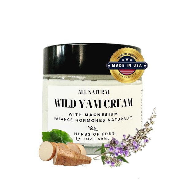Organic Wild Yam Cream with Magnesium for Hormone Balance and Support for Menopause Premenopause (2 oz) Australia Barbara O'neill Recommended Regulate Menstrual Cycle Ease PMS Discomfort