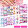 16 Sheets Full Wrap Gradient Nail Polish Stickers Self-Adhesive Nail Art Decal Strips Full Cover Nail Art Stickers with 2 Pieces Nail Files for Women Girls DIY Nail Art Decoration (Natural Style)