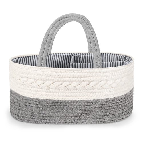 Maliton Diaper Caddy Organizer for Baby Boy- Cotton Rope Diaper Caddy, Diaper Organizer for Changing Table, Nursery Storage Caddy, Newborn Baby Must Have Items, Baby Shower Gifts