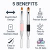 2Pcs Dual-Ended Nail Art Brush and Spatula Set - Pink & Black UV Gel Nail Tools for Poly Extension, Sculpture Gel - Manicure Design Kit for Salon & DIY Use