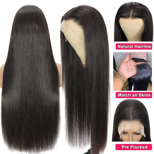 Queen Story 30 inch Lace Front Wig Human Hair Pre Plucked with Baby Hair - 13x4 Straight Lace Front Wigs Human Hair, Glueless Wigs Human Hair 180% Density Human Hair Wigs for Black Women