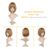 QUEENTAS Short Blonde Bob Wig with Air Bangs Chin Length Short Bob Wig Heat Resistant Synthetic for Women with Wig Cap (Hazelnut color#73) (A-Strawberry Blonde)