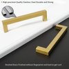 homdiy 3-1/2 Inch Cabinet Handles Brushed Brass Kitchen Cabinet Pulls 6 Pack - Gold Cabinet Pulls Square Cabinet Hardware for Cabinet, Cupboard, 3-1/2'' Hole Centers