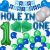 49 Pieces Golf Birthday Party Hole in One 1st Birthday Decorations Boys First Birthday Party Balloons Green Number 1 Balloon Latex Balloons for Boys Sports Theme Birthday Baby Shower Party (Blue)