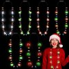 6PCS Light Up Christmas Necklace, 35.4" Christmas Accessories, Colorful Bulbs Christmas Lights Necklace, Kids Christmas Party Favors Xmas Trees Snowmen Christmas Bell Necklace Ugly Sweater Bulk
