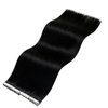 LaaVoo Black Tape in Hair Extensions Human Hair Jet Black Tape ins for Black Women Human Hair Thick End Straight 18 inch 20pcs 50g