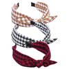Qiabao 3 Pack Womens Vintage Plaid Headbands Headwraps Hair Band with Bow