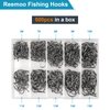500PCS Premium Fishing Hooks, 10 Sizes Reemoo Carbon Steel Fishing Hooks W/Portable Plastic Box, Strong Sharp Fish Hook with Barbs for Freshwater/Seawater