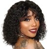 NICMISS Short Curly Bob Wig Human Hair with Bangs Glueless Bob Wigs for Black Women 180% Density Brazilian Bob Wig with Bangs Human Hair Machine Made Black