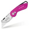 FantastiCAR Folding Utility Knife, Sturdy Metal Box Cutter with Extra 5 Blades, Quick Blade Change, and Preminium Gift Packaging, for Cardboard Opener, Paper Cutter (Hot Pink)