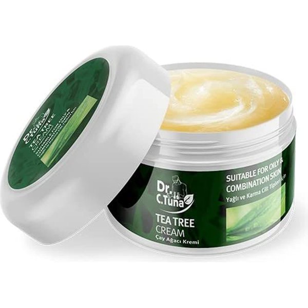 FARMASi Dr. C. Tuna Tea Tree Cream, For Oily, Acne Prone Skin, Extra Soothing & Nourishing, Non-Greasy, Vegan, Facial and Whole Body Moisturizer with Tea Tree and Carrot Oil, 2.7 fl. oz. / 80 ML