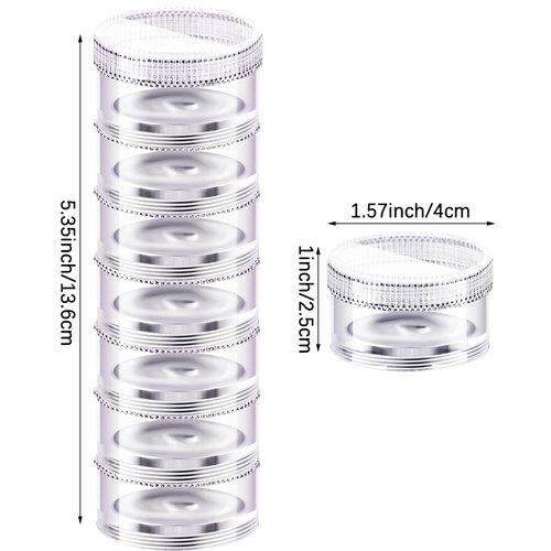 Sieral 2 Pieces 7 Day Stackable Pill Organizer Case Weekly Vitamin Supplements Holder Dispenser Organizer Clear 7 Day Travel Pill Container with Lids for Small Tablets Medications