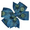 Glitter Peacock Feathers Pinwheel Hair Bow 4"