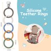 Ainiv Silicone Baby Teether Links, Cutie Baby Teething Toys with Pacifier Clip, Multi Use Baby Teether Rings, Food Grade Silicone Attachable Teether Chew for Newborn Infant Baby Gift, Color-7