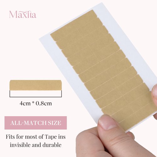 MAXITA 120 Pieces Hair Extension Tape Adhesive No-Residue Replacement Tape for Hair Extensions Double Sided Extension Tape Tabs Human Hair Tape 1.6 * 0.3inch per Piece