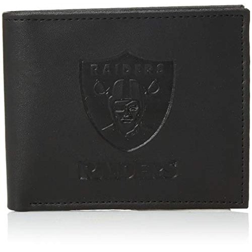 Team Sports America NFL Las Vegas Raiders Black Wallet | Bi-Fold | Officially Licensed Stamped Logo | Made of Leather | Money and Card Organizer | Gift Box Included